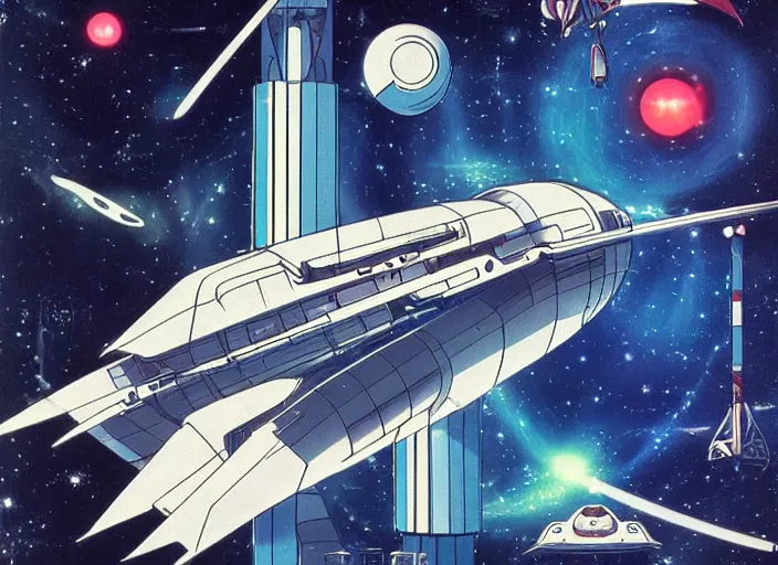 Image similar to 1 9 8 0 s science fiction anime space ship concept art poster
