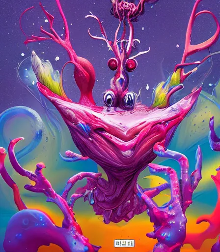 Image similar to Cosmic mess by Alex Pardee and Nekro and Petros Afshar, and James McDermott,unstirred paint, vivid color, cgsociety 4K