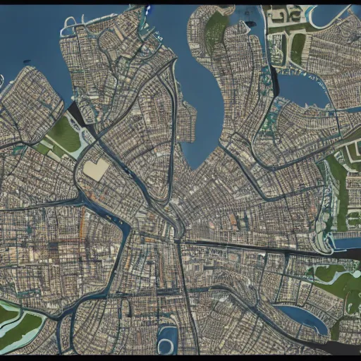 Image similar to map of a city in the future, detailed, 4 k