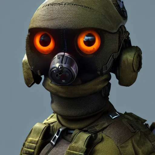 Image similar to mole wearing military gear, furry, glowing arcane eyes, ultra detailed, cgi, photorealistic, unreal engine 5, nft portrait, 3 d, digital art, 8 k, octane render, trending on art station