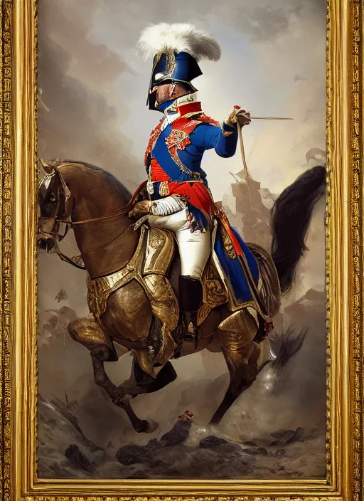 Image similar to grandiose epic portrait of napoleon bonaparte, french emperor, detailed painting, modern arstation style, 4 k, greg rutkowski, magalie villeneuve