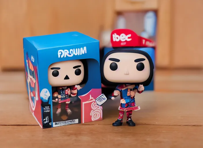 Prompt: !dream product still of faeces funko pop with box, 85mm f1.8