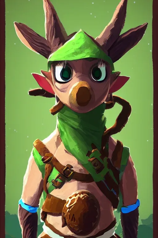 Prompt: an in game portrait of hestu from the legend of zelda breath of the wild, breath of the wild art style.