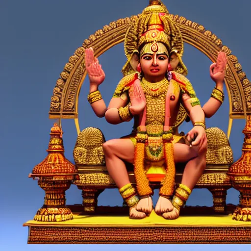 Image similar to 3d render of Indian Gods, Unreal engine, white background, 8k