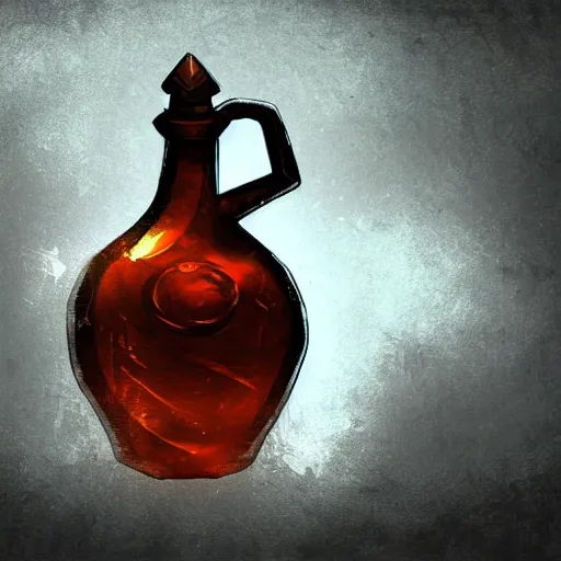 Prompt: a potion bottle, rpg, digital art, dark background, skyrim, final-fantasy