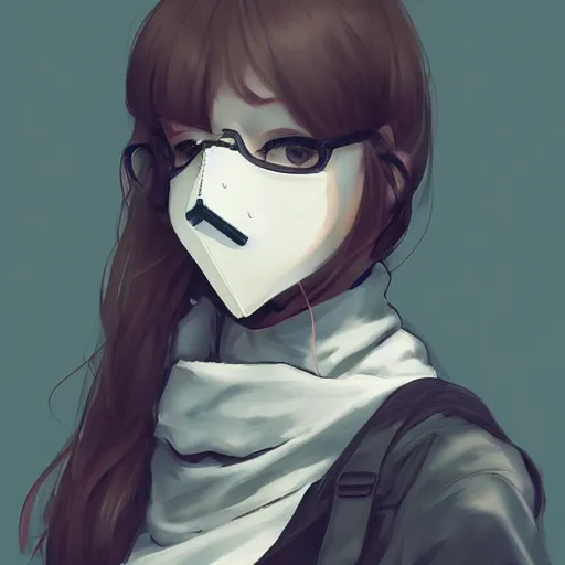 Image similar to medium shot portrait of a girl wearing a gas mask, drawn by WLOP, by Avetetsuya Studios, attractive character, colored sketch anime manga panel, trending on Artstation