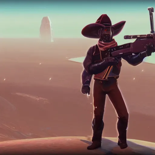 Prompt: No man's sky Gunslinger cowboy