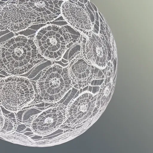Prompt: intricate lace cloth covering a glowing sphere