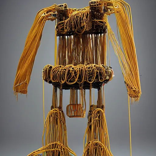 Prompt: a spaghetti mech suit