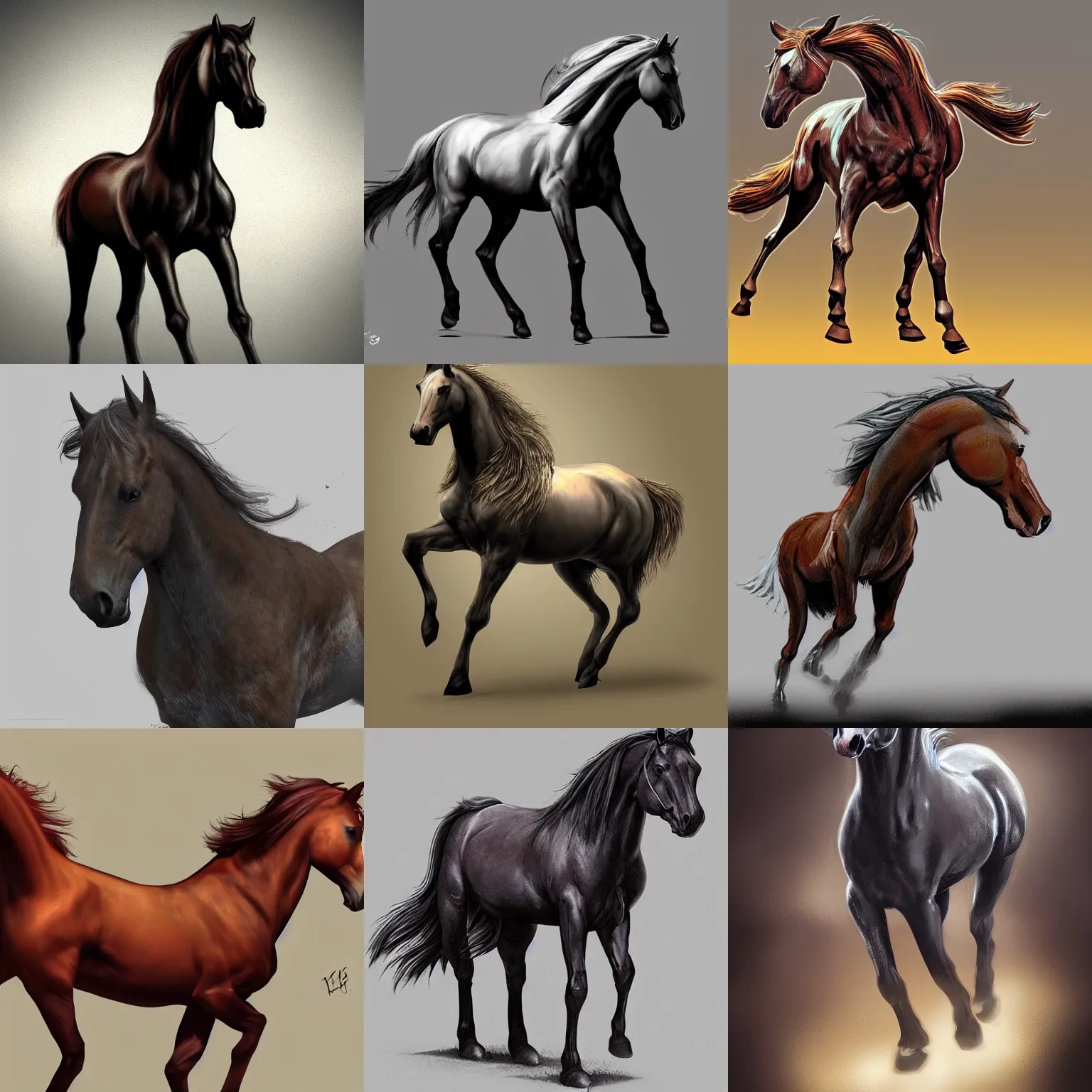 Prompt: a horse with six legs, concept art, digital art, artstation