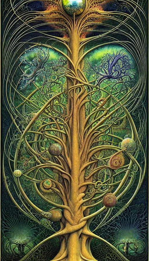 Image similar to tree of life by roger dean and andrew ferez, art forms of nature by ernst haeckel, divine chaos engine, symbolist, visionary, art nouveau, botanical fractal structures, organic, detailed, realistic, surreality