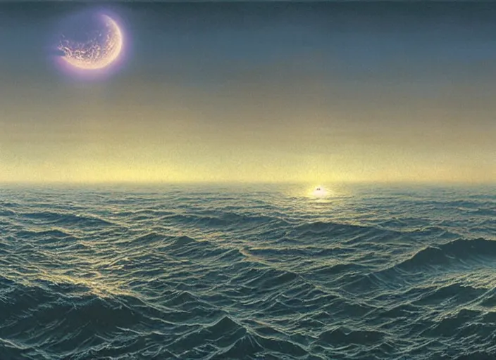 Prompt: startide rising, matte painting, peter elson