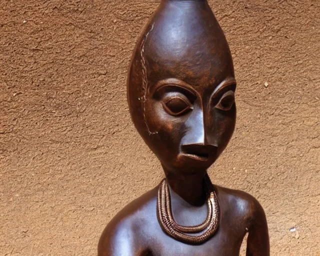 Prompt: detailed stylized bronze sculpture depicting a himba woman