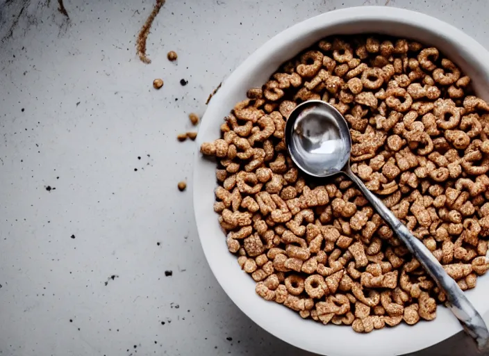 Image similar to dslr food photograph of a a bowl of cereal made of rusty nails and bolts with milk and a spoon in the bowl, 8 5 mm f 1. 8