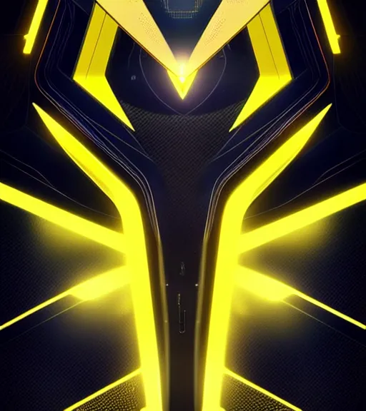 Prompt: symmetry!! yellow ranger, thunder - bolt - shaped eye!!, hard edges, product render retro - futuristic poster scifi, thunderbolt and neon circuits, intricate, elegant, highly detailed, digital painting, artstation, concept art, smooth, sharp focus, illustration, dreamlike, art by artgerm