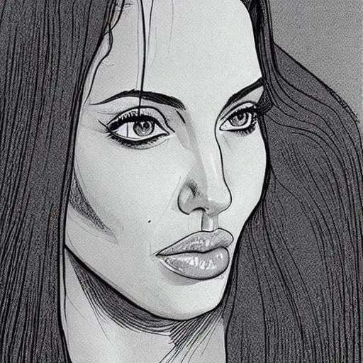 Image similar to “ angelina jolie retro minimalist portrait by jean giraud, moebius starwatcher comic, 8 k ”