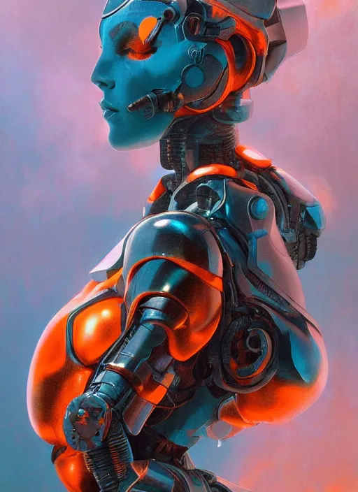 Prompt: ( ( symmetry ) ) closeup portrait of a stunning armored cyborg girl ( ( ( crying in tears ) ) ), ( bird in hands ), strong cinematic light, backlit, teal orange, viscous volumetric smoke, mist, by gerald brom, by mikhail vrubel, by peter elson, muted colors, extreme detail, trending on artstation, 8 k