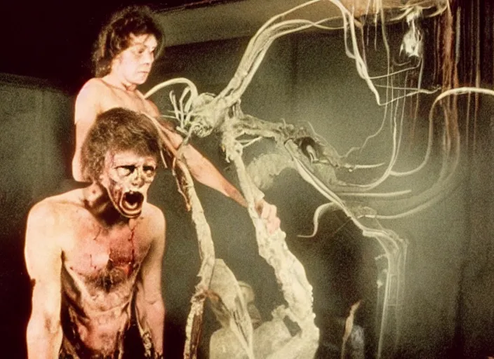 Prompt: disturbing 1 9 8 0 photography of a house horror film practical fx directed by david cronenberg and ridley scott