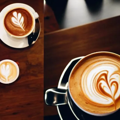 Prompt: latte art coffee in a!!! toilet, michelin star restaurant, award winning food photography