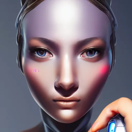 Prompt: beautiful image of a android robot girl with glossy skin created by kuroyu, artstation, high quality, highly detailed