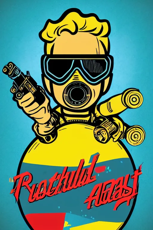 Image similar to fallout 7 6 retro futurist illustration art by butcher billy, sticker, colorful, illustration, highly detailed, simple, smooth and clean vector curves, no jagged lines, vector art, smooth andy warhol style