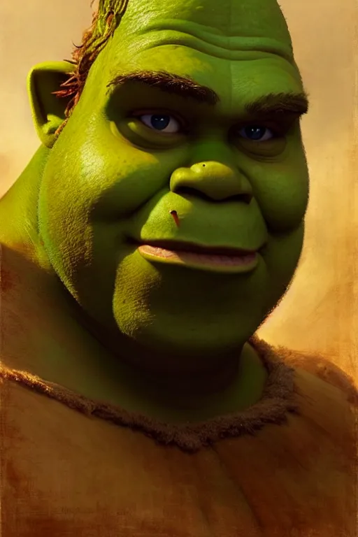 Image similar to a half body portrait of shrek, high detail, cleary see face, by gaston bussiere, bayard wu, greg rutkowski, odd nerdrum, maxim verehin, dan dos santos, masterpiece, sharp focus, cinematic lightning