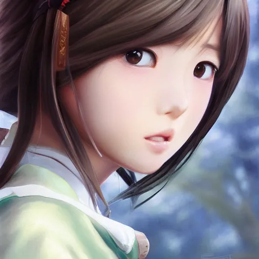 Image similar to ultra-detailed, HD semirealistic anime CG concept art digital painting of european-looking close-up Japanese schoolgirl, by a Chinese artist at ArtStation, by Huang Guangjian, Fenghua Zhong, Ruan Jia, Xin Jin and Wei Chang. Realistic artwork of a Chinese videogame, gentle an harmonic colors.