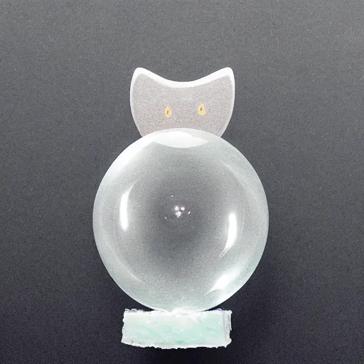 Prompt: cat made of soap bubble