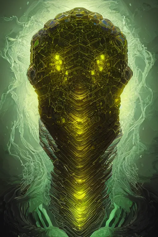 Prompt: portrait of chrysoberyl hydra explorer physically accurate, moody dynamic lighting, very very intricate, very very elegant, highly detailed, digital painting, artstation, in the style of Rob Lefield and Dan Mumford , trending on artstation, digital art,surrealism ,macro,blueprint ,vaporwave ,