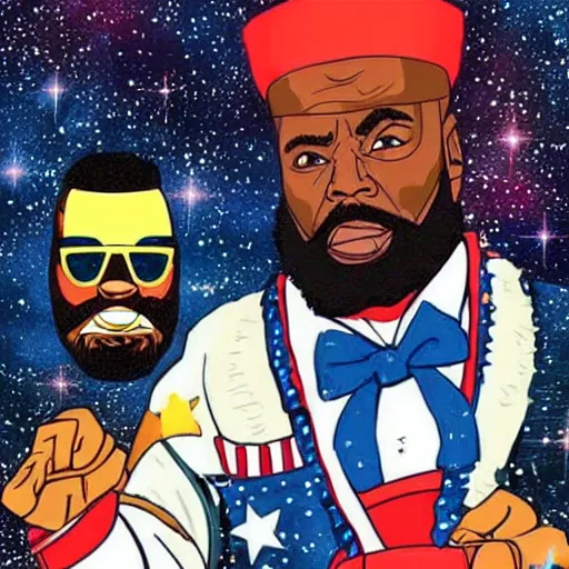 Image similar to Mr. T as president of the galaxy