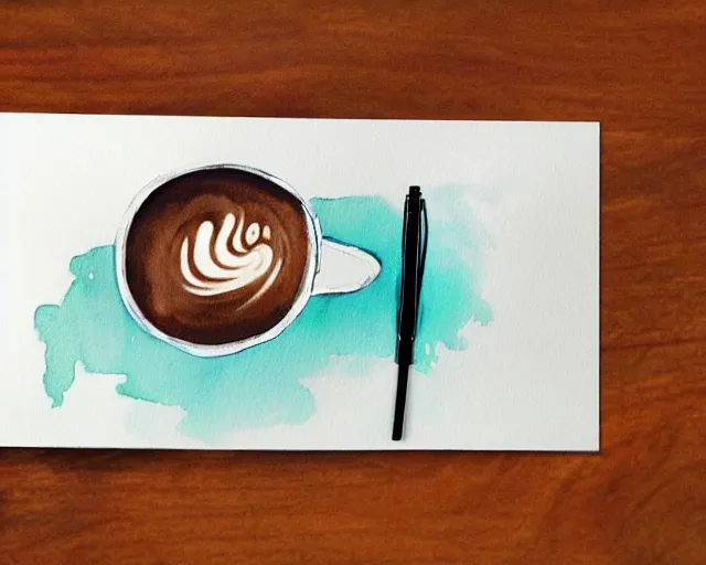 Image similar to a coffee shop smooth light color watercolor pen by dziuba evgeniya trending on artstation