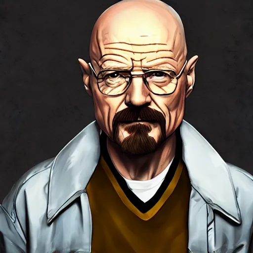 Image similar to Walter White drawn in the league of legends character splash art, digital art, trending on artstation, behance