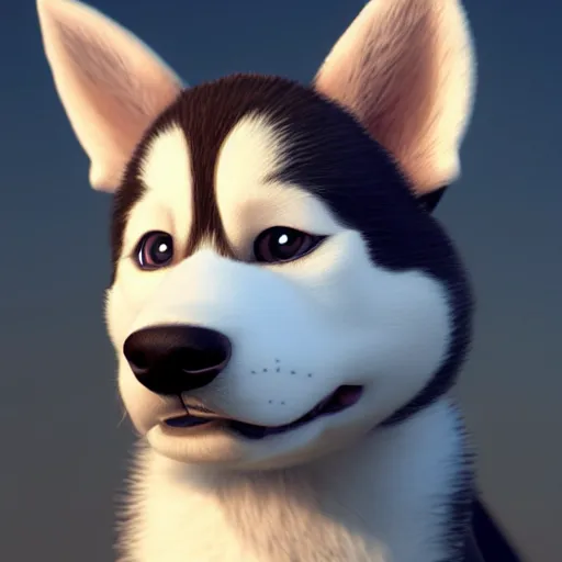 Prompt: a puppy husky, houdini, sidefx, blender, unreal engine 5, octane rendered, cinematic, art style by pixar dreamworks disney