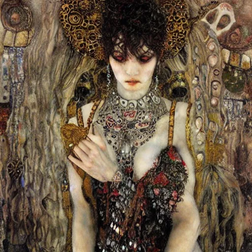 Image similar to depraved goddess, intricate detail, klimt, royo, royo, whealan,