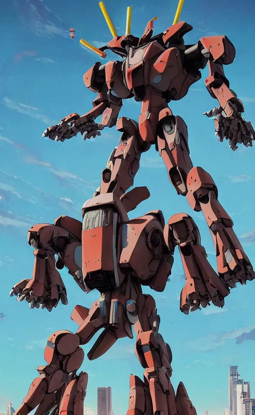 Image similar to movie poster of huge mecha plays a guitar, in the style of < neon genesis evangelion >, 3 d anime, arcane style, retropunk, steampunk, high resolution, 4 k, retrofuturism, by yoshiyuki sadamoto and ghibli and < simon stalenhag >