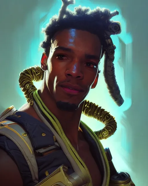 Prompt: lucio from overwatch, character portrait, concept art, intricate details, highly detailed by greg rutkowski, michael whelan and gustave dore