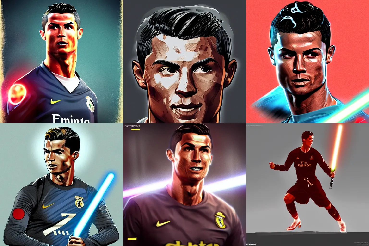 Prompt: Cristiano Ronaldo as a Jedi, artstation, concept art, illustration