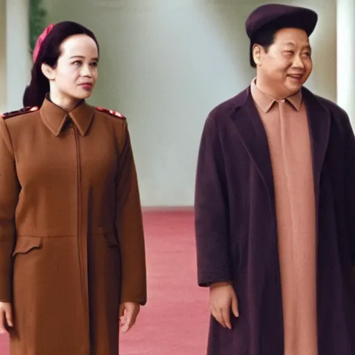 Prompt: film still of mao zedong and regina george in the new mean girls movie, 4 k