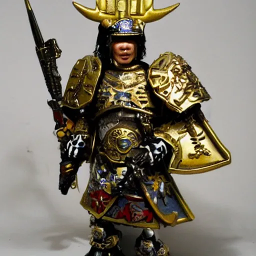 Prompt: God Emperor BongBong Marcos, Warhammer 4K armor,