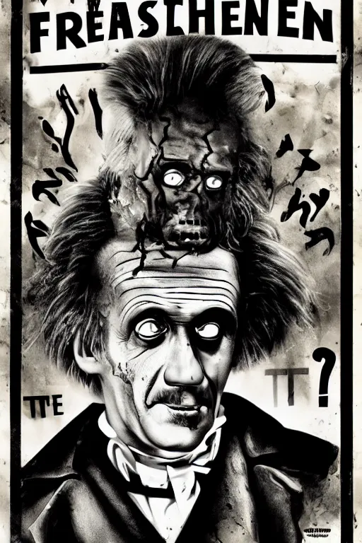 Image similar to frankenstein einstein vintage horror movie poster