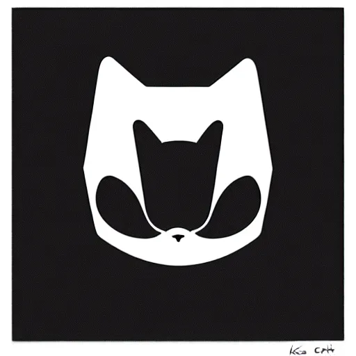 Prompt: minimal geometric cat logo by karl gerstner, monochrome