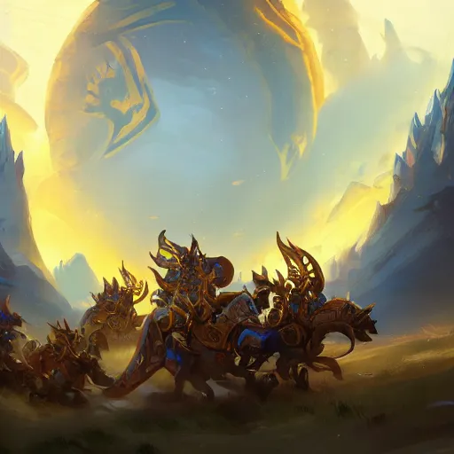 Image similar to a golden battle chariots, yellow magic theme, bright art masterpiece artstation. 8 k, sharp high quality artwork in style of jose daniel cabrera pena and greg rutkowski, concept art by tooth wu, blizzard warcraft artwork, hearthstone card game artwork, cart wheels