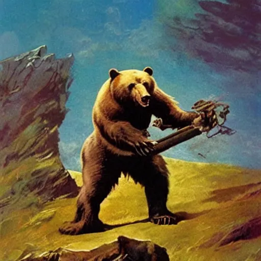 Prompt: the bear of frazetta