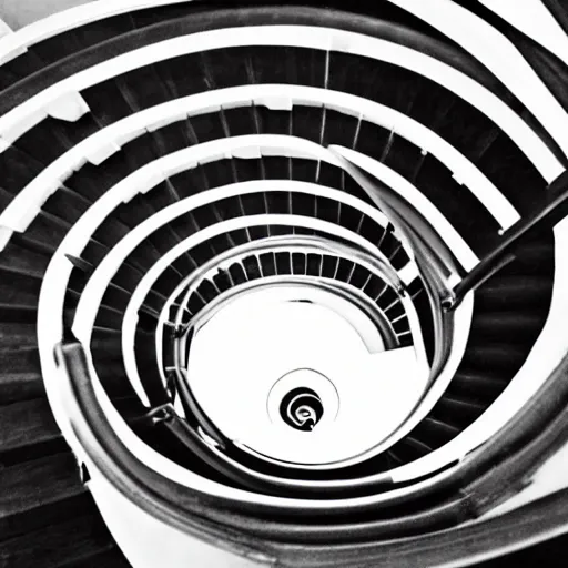 Prompt: looking down an infinite spiral staircase