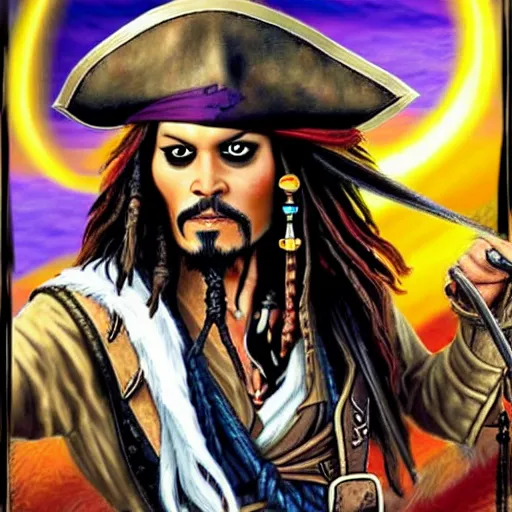 Prompt: jack sparrow in the style of monkey island