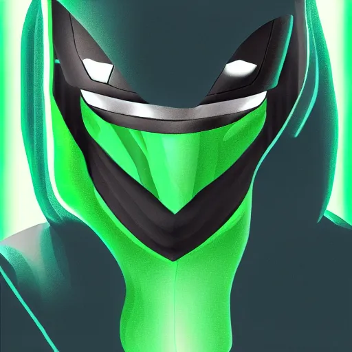 Prompt: cyber punk ninja with green back for photoshop