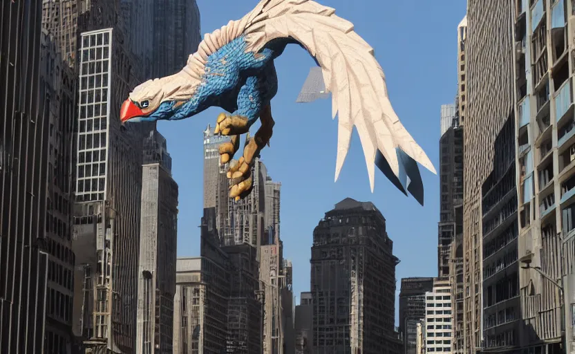 Prompt: giant falco lombardi terrorizing city, highly detailed, extremely high quality, hd, 4 k, 8 k, professional photographer, 4 0 mp, lifelike, top - rated, award winning, cinematic, realistic, detailed lighting, detailed shadows, sharp, no blur, edited, corrected, trending