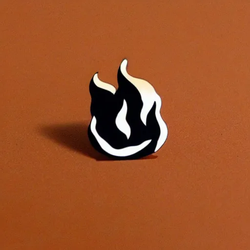 Image similar to simple yet detailed retro 1 9 7 0 s minimalistic clean fire flame enamel pin, use of negative space allowed, artwork created by mike mignola and bansky in the style of a tattoo stencil, shaded ink illustration, black and white only, smooth curves