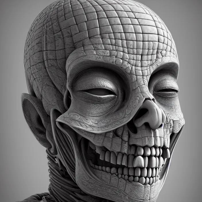 Image similar to portrait of Buddhist Monk as skeleton. intricate abstract. intricate artwork. by Tooth Wu, wlop, beeple, dan mumford. octane render, trending on artstation, greg rutkowski very coherent symmetrical artwork. cinematic, hyper realism, high detail, octane render, 8k, iridescent accents