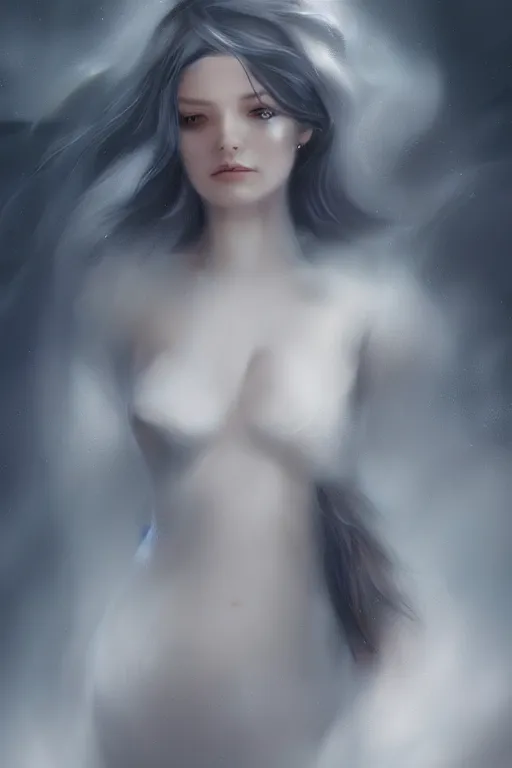 Prompt: ethereal woman, digital painting, Charlie Bowater, cgsociety, figurative art, digital painting, speedpainting, made of mist